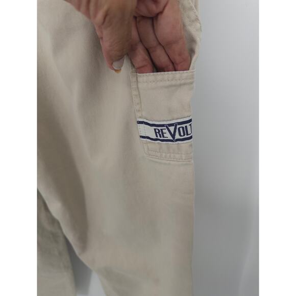 Revolt Women's M Juniors Baggy Straight Leg Twill Khaki/Beige Overalls - Picture 6 of 7